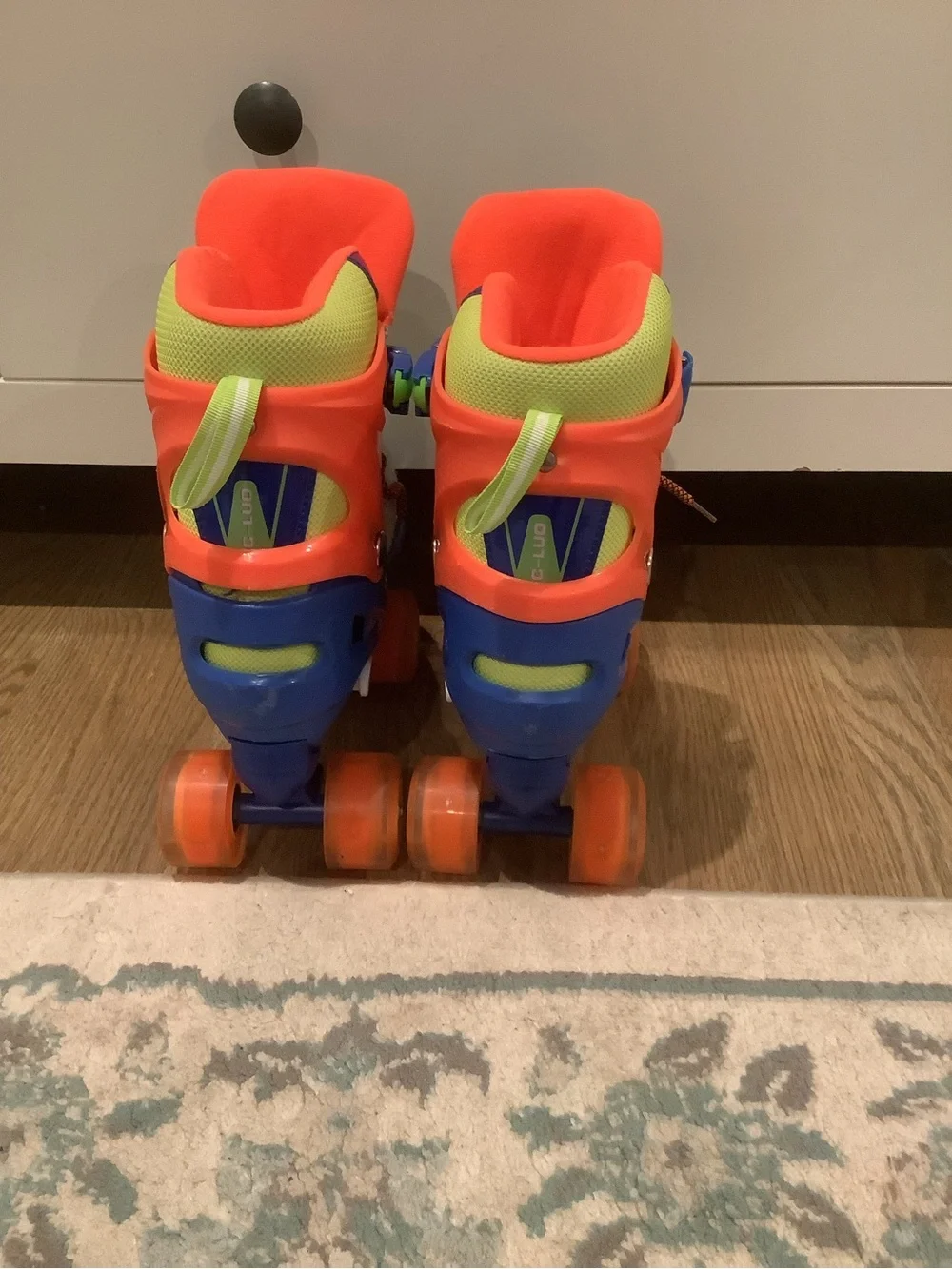 Kids Adjustable Quad Roller Skates - Blue & Neon Green